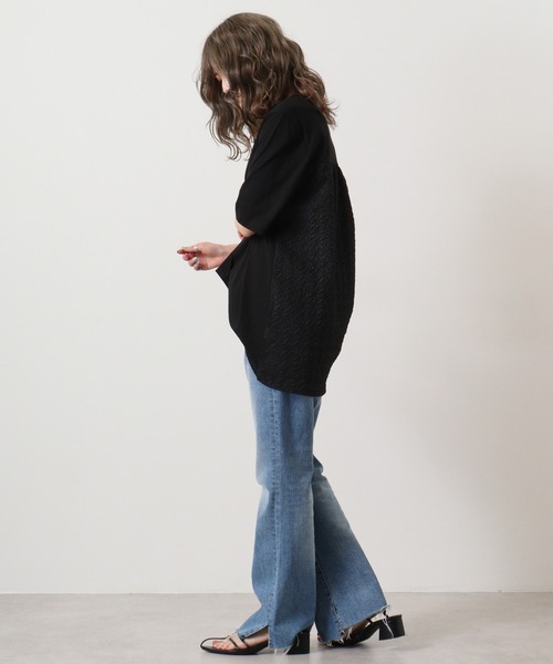 EGLANTINE(エグランティーヌ)の「Eglantine バックジャガードカットソー(Tシャツ/カットソー・レディース・ブラウン/ブラック/ベージュ/オフホワイト・40)」の5枚目の写真