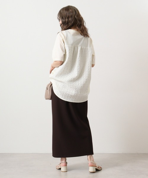 EGLANTINE(エグランティーヌ)の「Eglantine バックジャガードカットソー(Tシャツ/カットソー・レディース・ブラウン/ブラック/ベージュ/オフホワイト・40)」の20枚目の写真