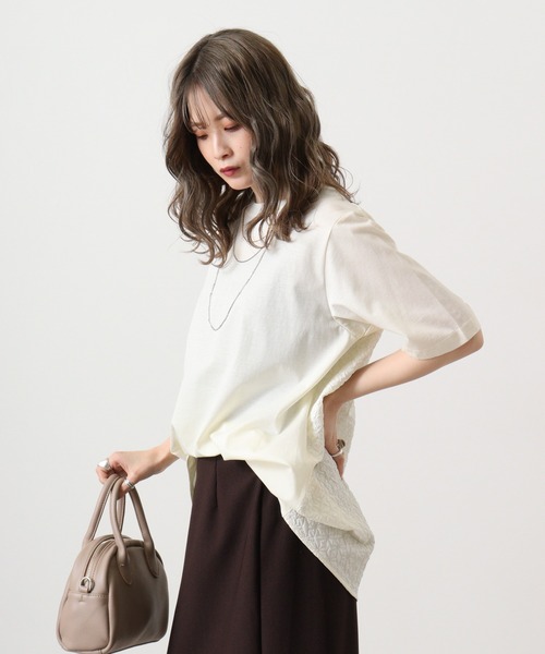 EGLANTINE(エグランティーヌ)の「Eglantine バックジャガードカットソー(Tシャツ/カットソー・レディース・ブラウン/ブラック/ベージュ/オフホワイト・40)」の22枚目の写真