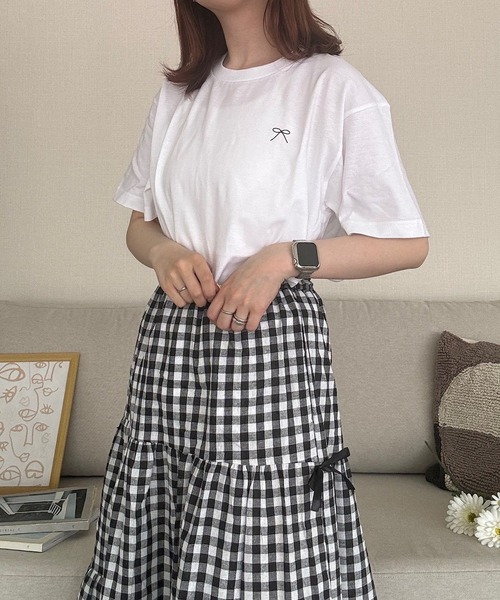 cuorequal(クオレコール)の「リボンワンポイント半袖Tシャツ(Tシャツ/カットソー・レディース・ホワイト・LARGE/MEDIUM/SMALL/X-SMALL)」の7枚目の写真