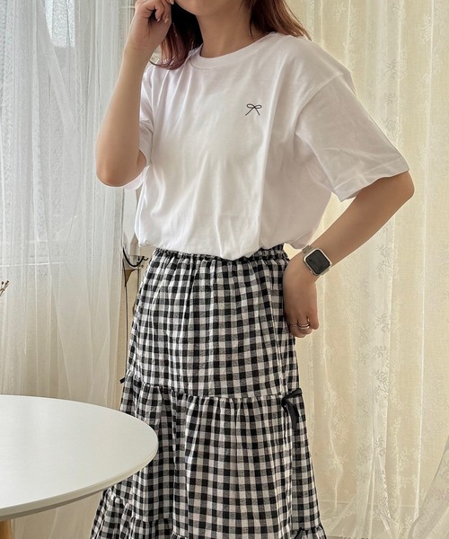 cuorequal(クオレコール)の「リボンワンポイント半袖Tシャツ(Tシャツ/カットソー・レディース・ホワイト・LARGE/MEDIUM/SMALL/X-SMALL)」の9枚目の写真