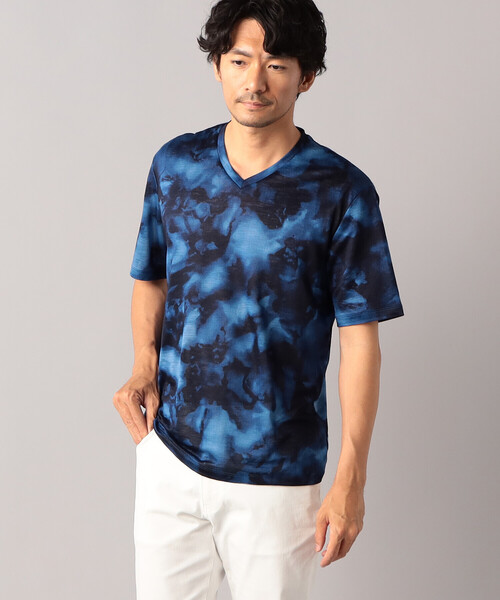 COMME CA MEN（コムサメン）の「ラミー天竺 ムラ染風プリントＴシャツ（Tシャツ/カットソー・メンズ・ブラック/ブラウン/ネイビー/パープル・M/L）」の3枚目の写真