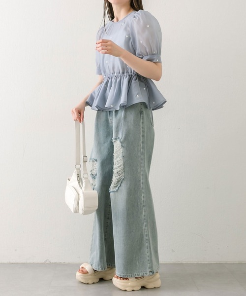 OLIVE des OLIVE（オリーブデオリーブ）の「【S/M/Lサイズ展開】オーガンシャーリングサンダル　1041130120（サンダル・レディース・ブラック/アイボリー・SMALL/MEDIUM/LARGE）」の6枚目の写真