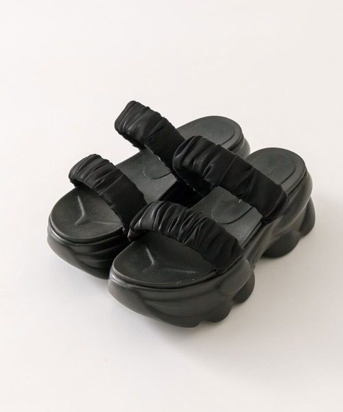 OLIVE des OLIVE（オリーブデオリーブ）の「【S/M/Lサイズ展開】オーガンシャーリングサンダル　1041130120（サンダル・レディース・ブラック/アイボリー・SMALL/MEDIUM/LARGE）」の8枚目の写真