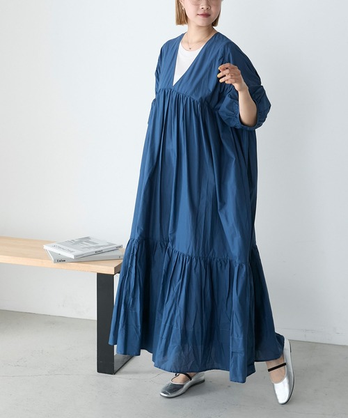 ジーフォアワンピース forksy.】オーバーデザインティアードギャザーワンピース