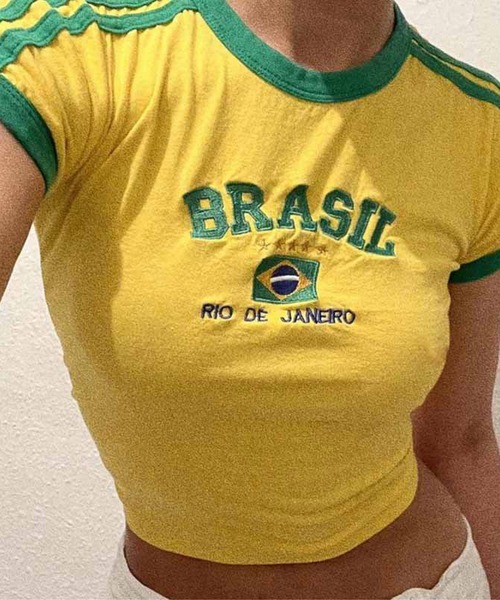 MEMECLE(メメクル)の「【 MEMECLE / メメクル 】ナンバリングラインT(Tシャツ/カットソー・レディース・ブルー/レッド/グリーン/ホワイト/イエロー・S/M/MEDIUM/SMALL)」の4枚目の写真