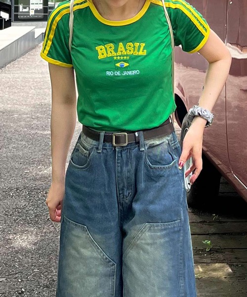 MEMECLE(メメクル)の「【 MEMECLE / メメクル 】ナンバリングラインT(Tシャツ/カットソー・レディース・ブルー/レッド/グリーン/ホワイト/イエロー・S/M/MEDIUM/SMALL)」の2枚目の写真