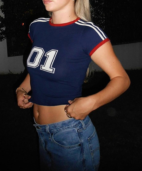 MEMECLE(メメクル)の「【 MEMECLE / メメクル 】ナンバリングラインT(Tシャツ/カットソー・レディース・ブルー/レッド/グリーン/ホワイト/イエロー・S/M/MEDIUM/SMALL)」の8枚目の写真