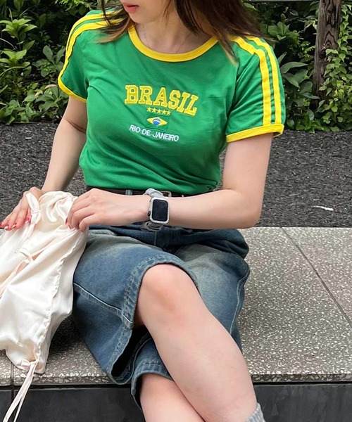 MEMECLE(メメクル)の「【 MEMECLE / メメクル 】ナンバリングラインT(Tシャツ/カットソー・レディース・ブルー/レッド/グリーン/ホワイト/イエロー・S/M/MEDIUM/SMALL)」の18枚目の写真