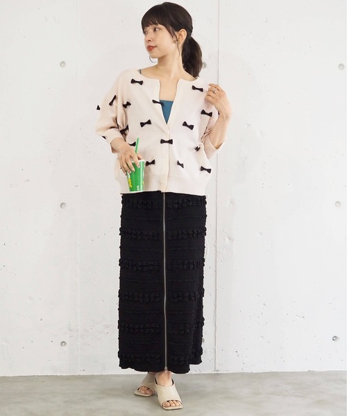 tiptop(ティップトップ)の「ハート刺繍×リボンカーディガン(カーディガン/ボレロ・レディース・ブラック/ホワイト系その他/グレー系その他/ベージュ・FREE)」の16枚目の写真