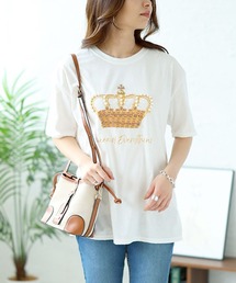 ビジュー付きロゴTシャツ【大きいサイズ対応】