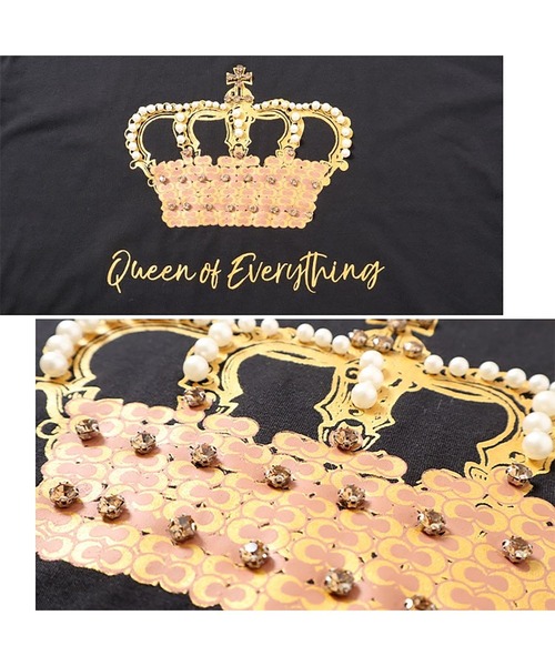 GOLDJAPAN（ゴールドジャパン）の「ビジュー付きロゴTシャツ【大きいサイズ対応】（Tシャツ/カットソー・レディース・ホワイト/ブラック・LL/3L）」の7枚目の写真