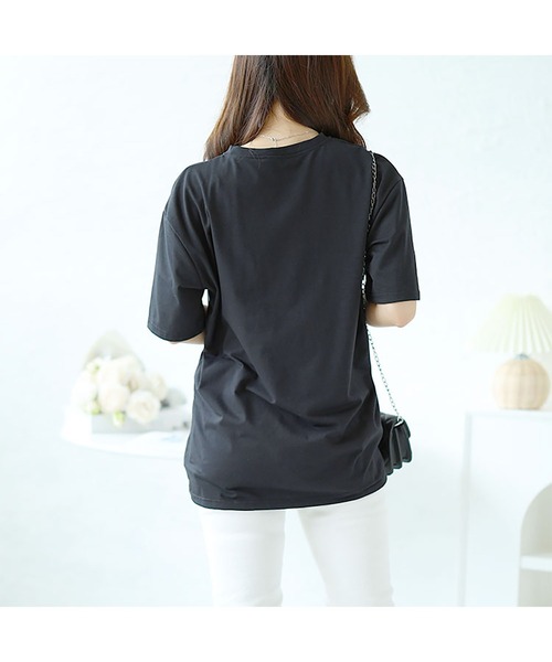 GOLDJAPAN（ゴールドジャパン）の「ビジュー付きロゴTシャツ【大きいサイズ対応】（Tシャツ/カットソー・レディース・ホワイト/ブラック・LL/3L）」の11枚目の写真