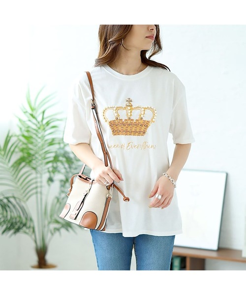 GOLDJAPAN（ゴールドジャパン）の「ビジュー付きロゴTシャツ【大きいサイズ対応】（Tシャツ/カットソー・レディース・ホワイト/ブラック・LL/3L）」の12枚目の写真