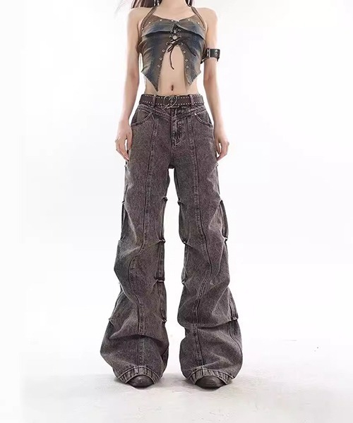 gossip!ロサンゼルス(ゴシップロサンゼルス)の「Y2K デニムパンツ タックデニムパンツ(デニムパンツ・レディース・ブラック系その他・M/L/S)」の8枚目の写真