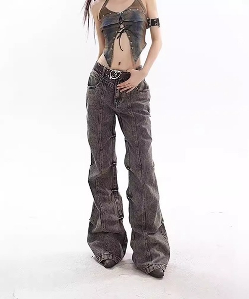 gossip!ロサンゼルス(ゴシップロサンゼルス)の「Y2K デニムパンツ タックデニムパンツ(デニムパンツ・レディース・ブラック系その他・M/L/S)」の9枚目の写真
