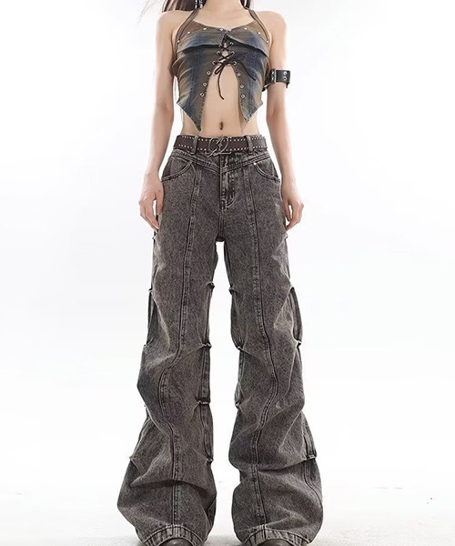 gossip!ロサンゼルス(ゴシップロサンゼルス)の「Y2K デニムパンツ タックデニムパンツ(デニムパンツ・レディース・ブラック系その他・M/L/S)」の10枚目の写真