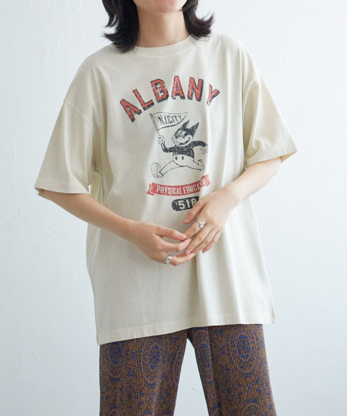 VENCEEXCHANGE(ヴァンスエクスチェンジ)の「キャラプリントTシャツ(Tシャツ/カットソー・レディース・オフホワイト/チャコールグレー/ナチュラル・FREE)」の5枚目の写真