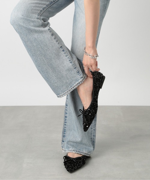 SETUP7（セットアップセブン）の「【SETUP7】ポインテッド リボンラメフラットミュール SCCH565（パンプス・レディース・シルバー/ブラック・23cm/23.5cm/24cm）」の6枚目の写真