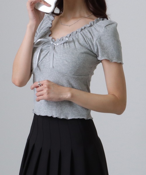 セール】深Vネック 2WAY オフショル メロウ トップス（Tシャツ
