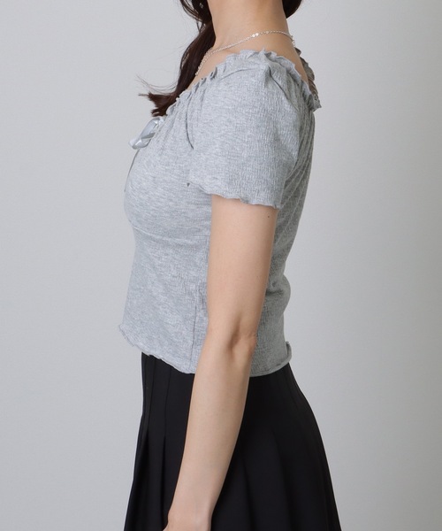 Lace Ladies（レースレディース）の「深Vネック 2WAY オフショル メロウ トップス（Tシャツ/カットソー・レディース・アイボリー/グレー/ミント・S/M/XL）」の9枚目の写真