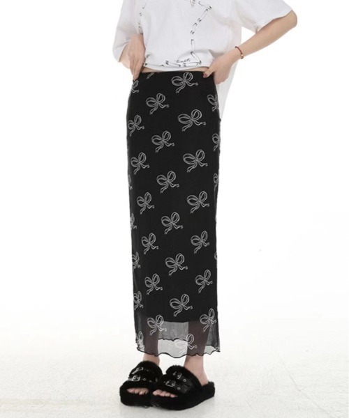 gossip！ロサンゼルス（ゴシップロサンゼルス）の「リボンパターンペンシルスカート（スカート・レディース・ブラック/ピンク・S/M）」の11枚目の写真