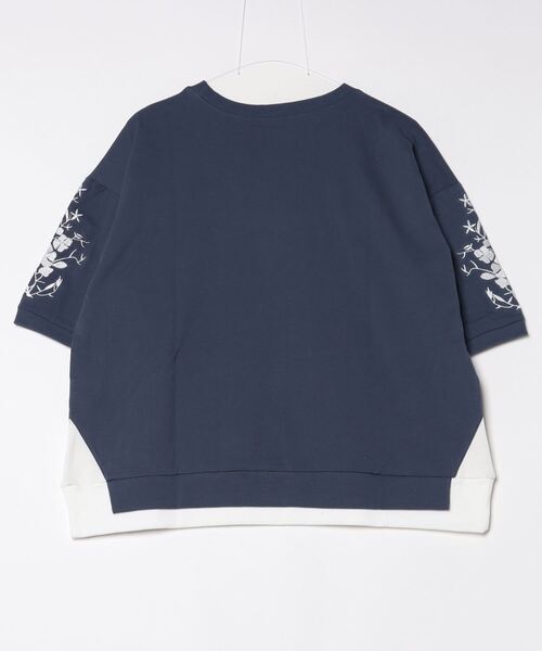 Quelle Chance(ケルシャンス)の「Quelle chance 袖刺繍六分袖プルオーバー(Tシャツ/カットソー・レディース・ネイビー/オフホワイト/グレー・M)」の4枚目の写真