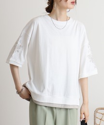 Quelle chance 袖刺繍六分袖プルオーバー