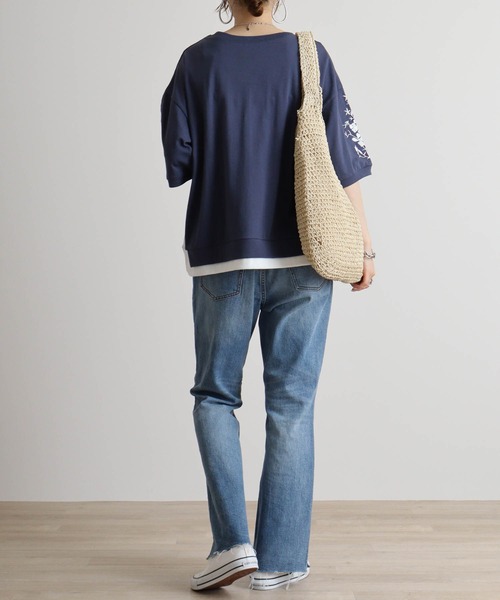Quelle Chance(ケルシャンス)の「Quelle chance 袖刺繍六分袖プルオーバー(Tシャツ/カットソー・レディース・ネイビー/オフホワイト/グレー・M)」の19枚目の写真