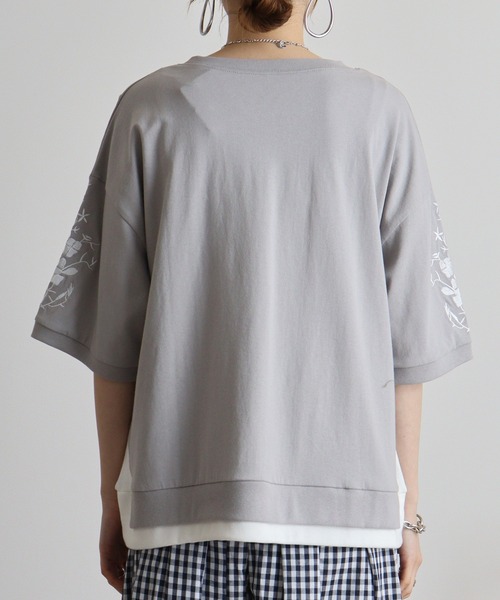 Quelle Chance(ケルシャンス)の「Quelle chance 袖刺繍六分袖プルオーバー(Tシャツ/カットソー・レディース・ネイビー/オフホワイト/グレー・M)」の22枚目の写真