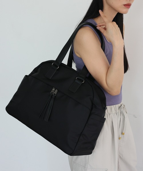 【新品】黒 ナイロン ボストンバッグ ボストンバッグ ダブルポケットナイロン2WAYボストンバッグ