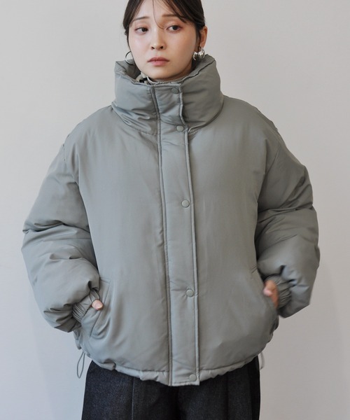 セール】袖ボリュームショート丈フェイクダウンジャケット（ダウン