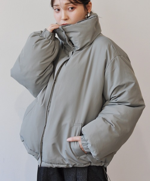 セール】袖ボリュームショート丈フェイクダウンジャケット（ダウン