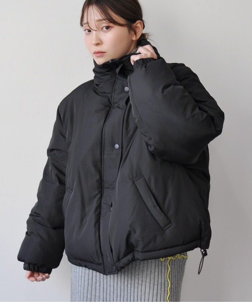 美品⁑レリアン　ボリュームカラーダウンコート　ブラック　Aライン　M ショート丈 セール】袖ボリュームショート丈フェイクダウンジャケット（ダウン