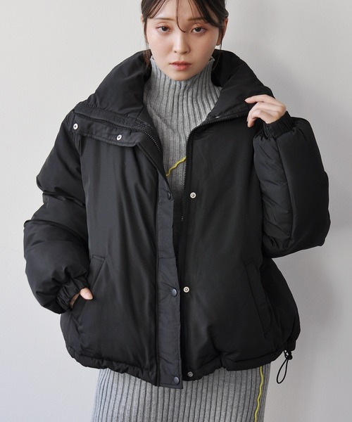 セール】袖ボリュームショート丈フェイクダウンジャケット（ダウン