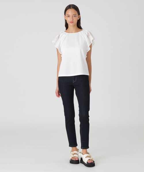 美品 ブルーレーベルクレストブリッジ フレアスリーブ カットソー 黒 BLUE LABEL CRESTBRIDGE（ブルーレーベルクレストブリッジ）の