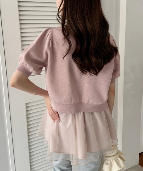 one after another NICE CLAUP(ワンアフターアナザーナイスクラップ)の「【WEB限定色】ローズボタンカーディガン(カーディガン/ボレロ・レディース・ブラック/ピンク/ブルー/オフホワイト・FREE)」の13枚目の写真