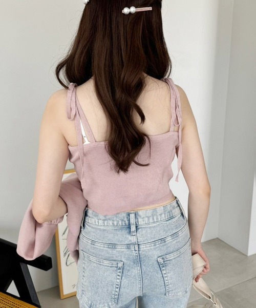 one after another NICE CLAUP(ワンアフターアナザーナイスクラップ)の「【WEB限定色】ローズボタンカーディガン(カーディガン/ボレロ・レディース・ブラック/ピンク/ブルー/オフホワイト・FREE)」の22枚目の写真