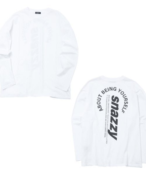 GLAZOS(グラソス)の「【大人向けサイズあり】【プチプラ】バック縦ロゴ長袖Tシャツ(Tシャツ/カットソー・キッズ・ブラック/グレー/オレンジ/ベージュ/インディゴブルー/ホワイト・140cm/150cm/160cm/170cm)」の1枚目の写真