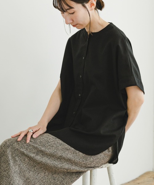 ITEMS URBANRESEARCH（アイテムズ アーバンリサーチ）の「ハイパフォーマンスリネンフレンチシャツ（シャツ/ブラウス・レディース・グリーン/ブラック・FREE）」の20枚目の写真