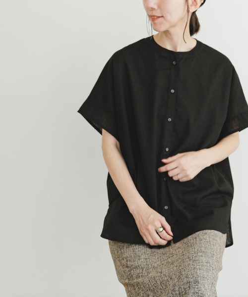 ITEMS URBANRESEARCH（アイテムズ アーバンリサーチ）の「ハイパフォーマンスリネンフレンチシャツ（シャツ/ブラウス・レディース・グリーン/ブラック・FREE）」の22枚目の写真