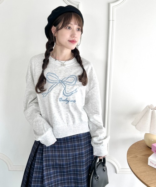 Loueme(ルエム)の「リボン刺繍スウェットトップス(スウェット・レディース・ネイビー/グレー/ピンク・FREE)」の6枚目の写真