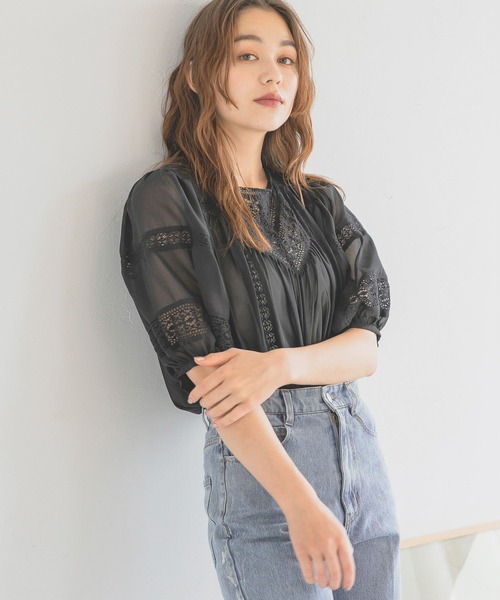 mysty woman(ミスティウーマン)の「レースキリカエクラシックブラウス 140926(シャツ/ブラウス・レディース・オフホワイト/ブラック/オレンジ・FREE)」の21枚目の写真