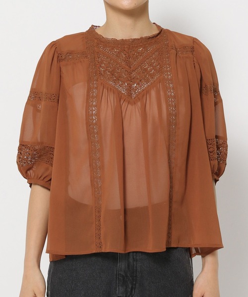 mysty woman(ミスティウーマン)の「レースキリカエクラシックブラウス 140926(シャツ/ブラウス・レディース・オフホワイト/ブラック/オレンジ・FREE)」の16枚目の写真