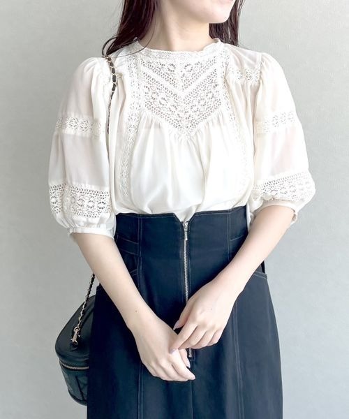 mysty woman(ミスティウーマン)の「レースキリカエクラシックブラウス 140926(シャツ/ブラウス・レディース・オフホワイト/ブラック/オレンジ・FREE)」の22枚目の写真