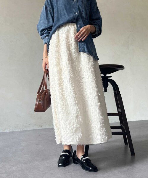 Chez toi（シェトワ）の「ジャガードフレアスカート（スカート・レディース・アイボリー/ブラック/グリーン・FREE）」の5枚目の写真