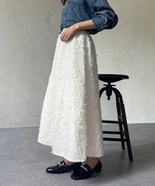 Chez toi（シェトワ）の「ジャガードフレアスカート（スカート・レディース・アイボリー/ブラック/グリーン・FREE）」の8枚目の写真