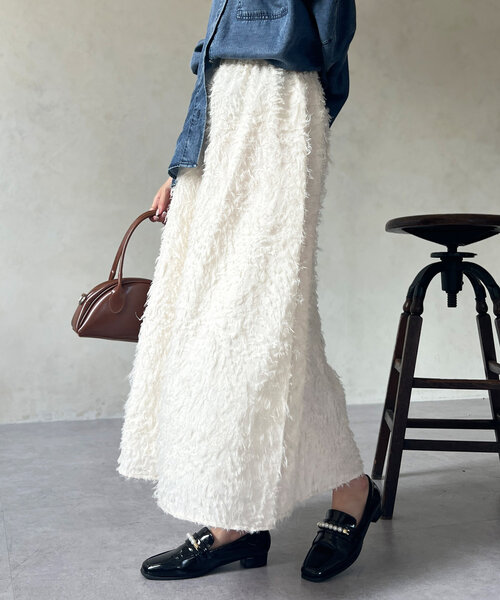 Chez toi（シェトワ）の「ジャガードフレアスカート（スカート・レディース・アイボリー/ブラック/グリーン・FREE）」の9枚目の写真