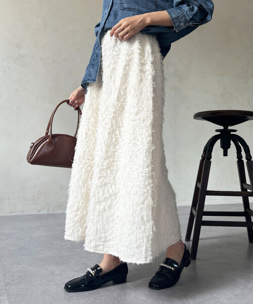 Chez toi（シェトワ）の「ジャガードフレアスカート（スカート・レディース・アイボリー/ブラック/グリーン・FREE）」の10枚目の写真