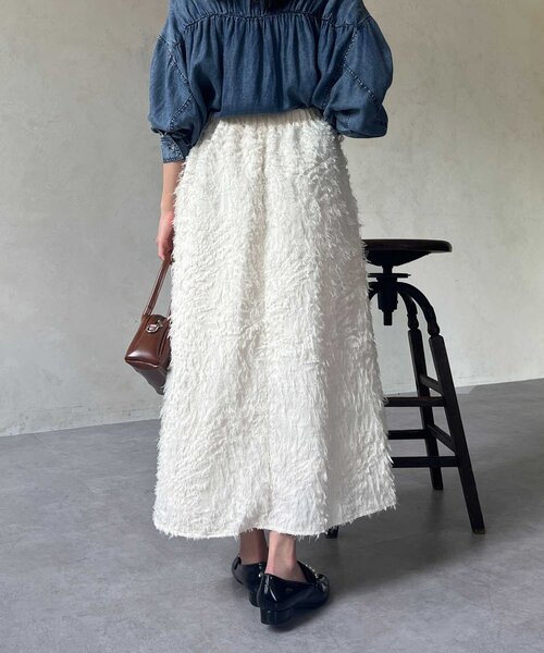 Chez toi（シェトワ）の「ジャガードフレアスカート（スカート・レディース・アイボリー/ブラック/グリーン・FREE）」の11枚目の写真